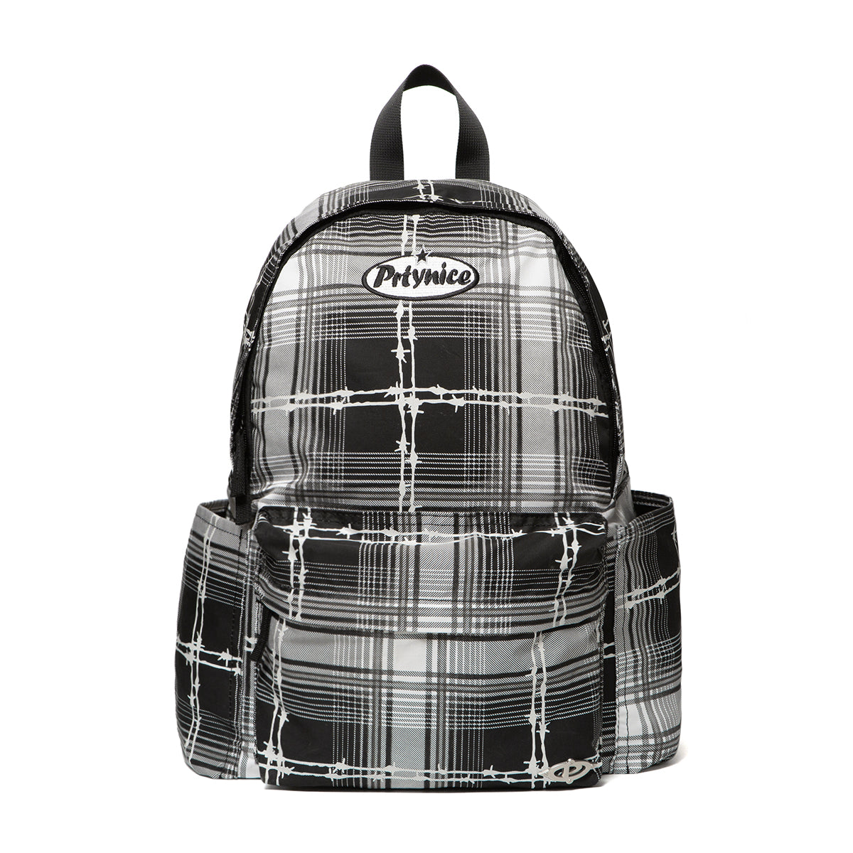 Barbed Reflective Plaid Backpack-Black