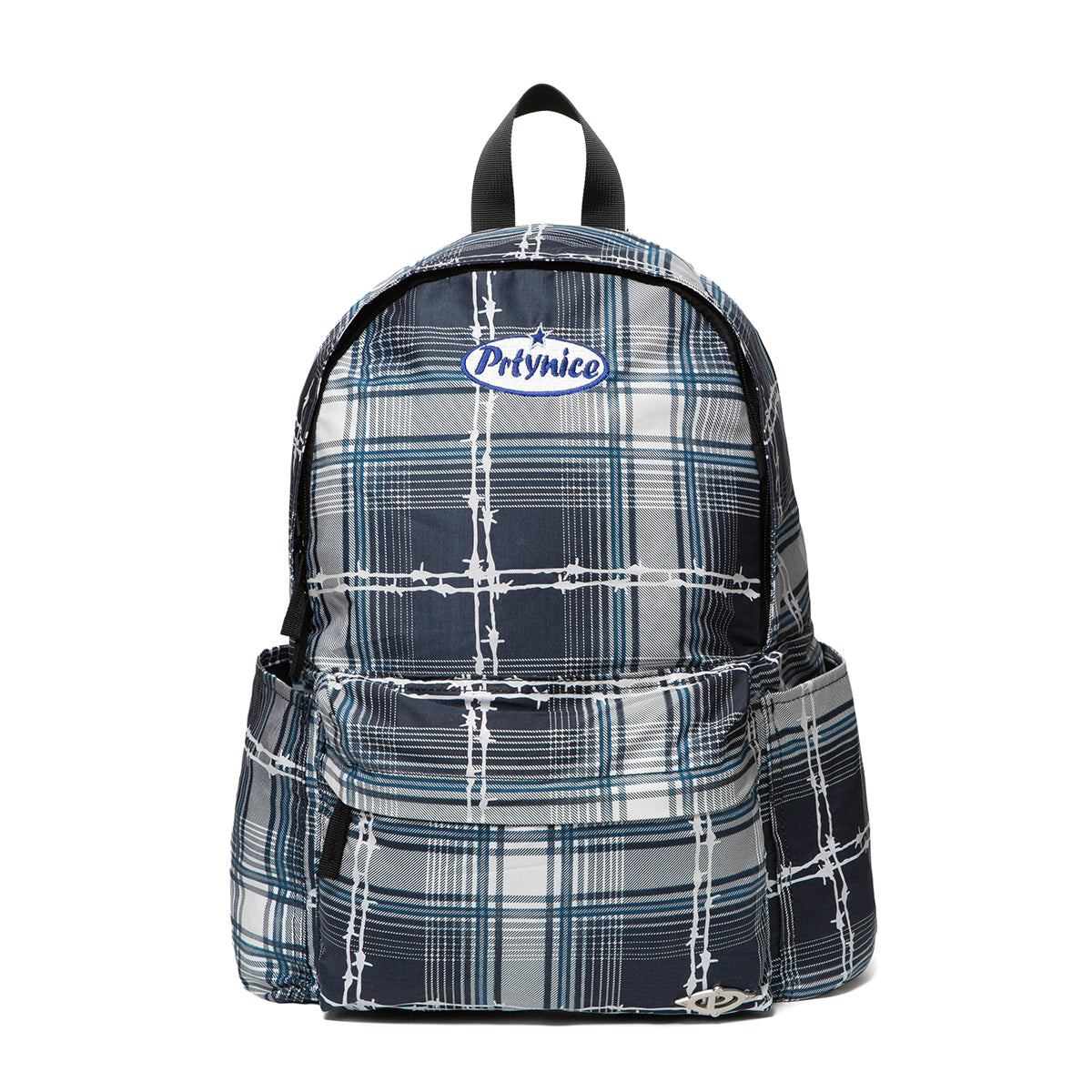 Barbed Reflective Plaid Backpack-Blue