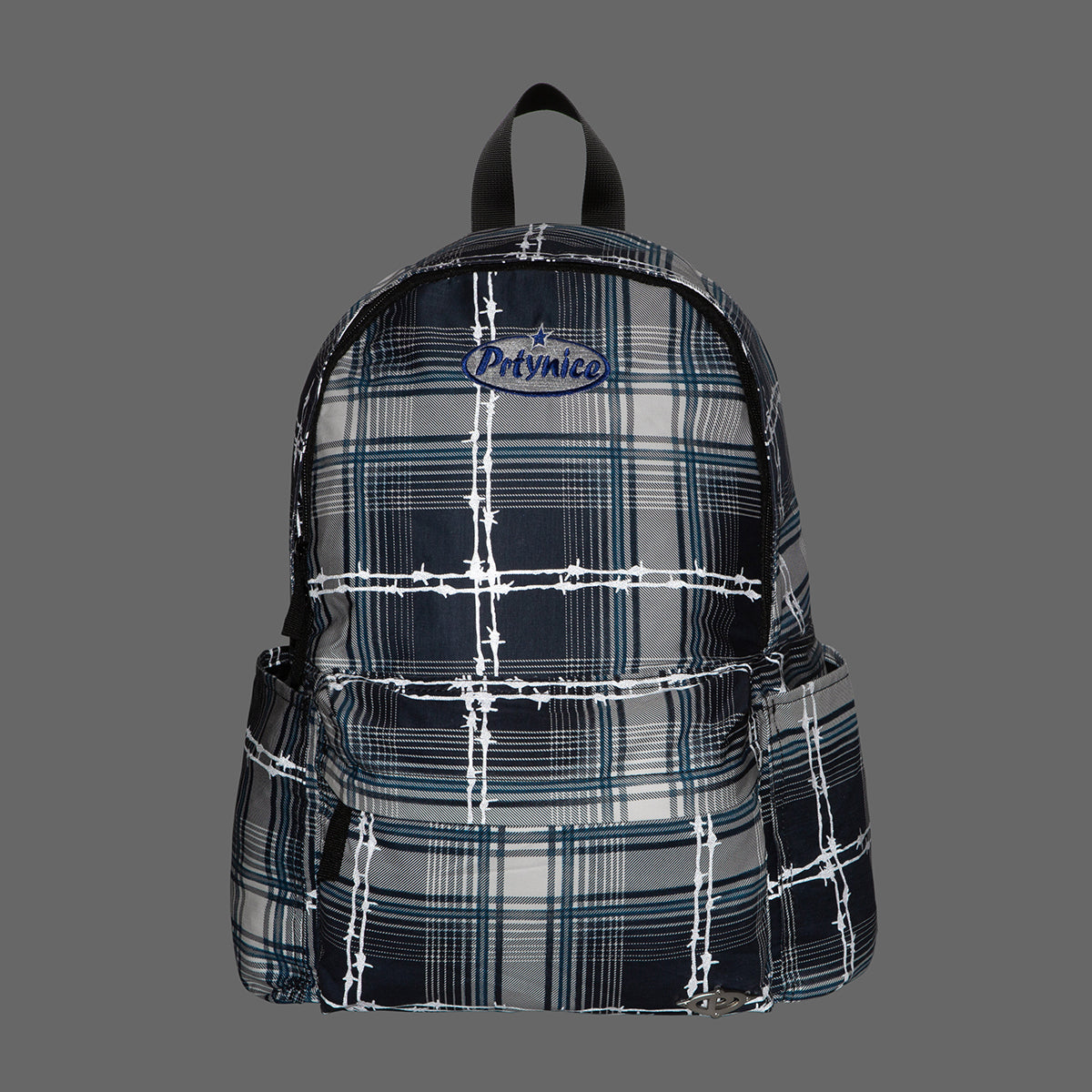 Barbed Reflective Plaid Backpack-Blue