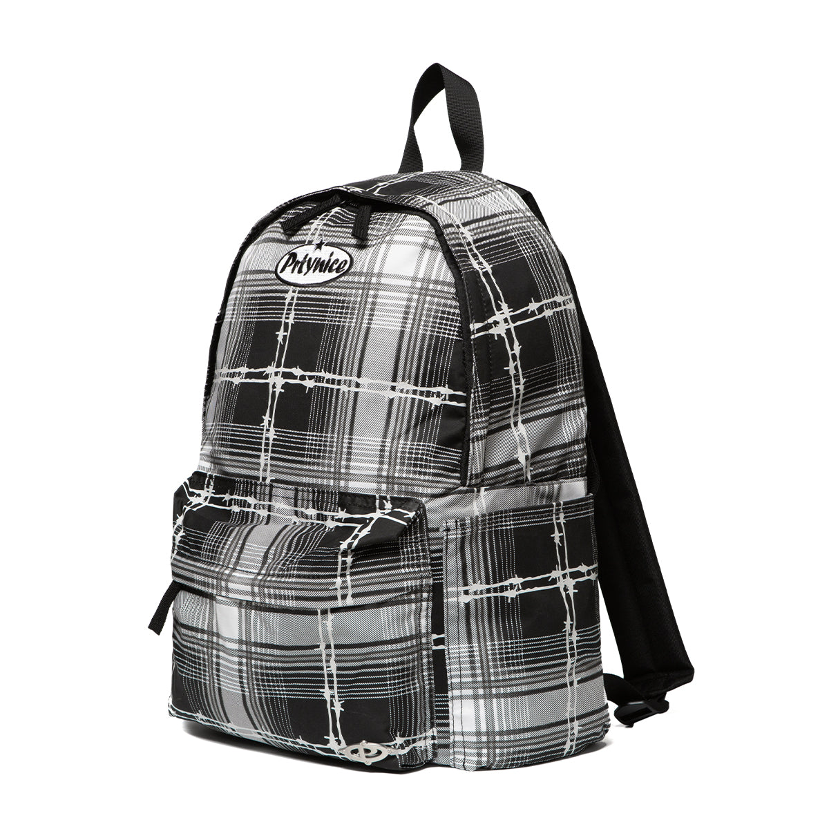 Barbed Reflective Plaid Backpack-Black