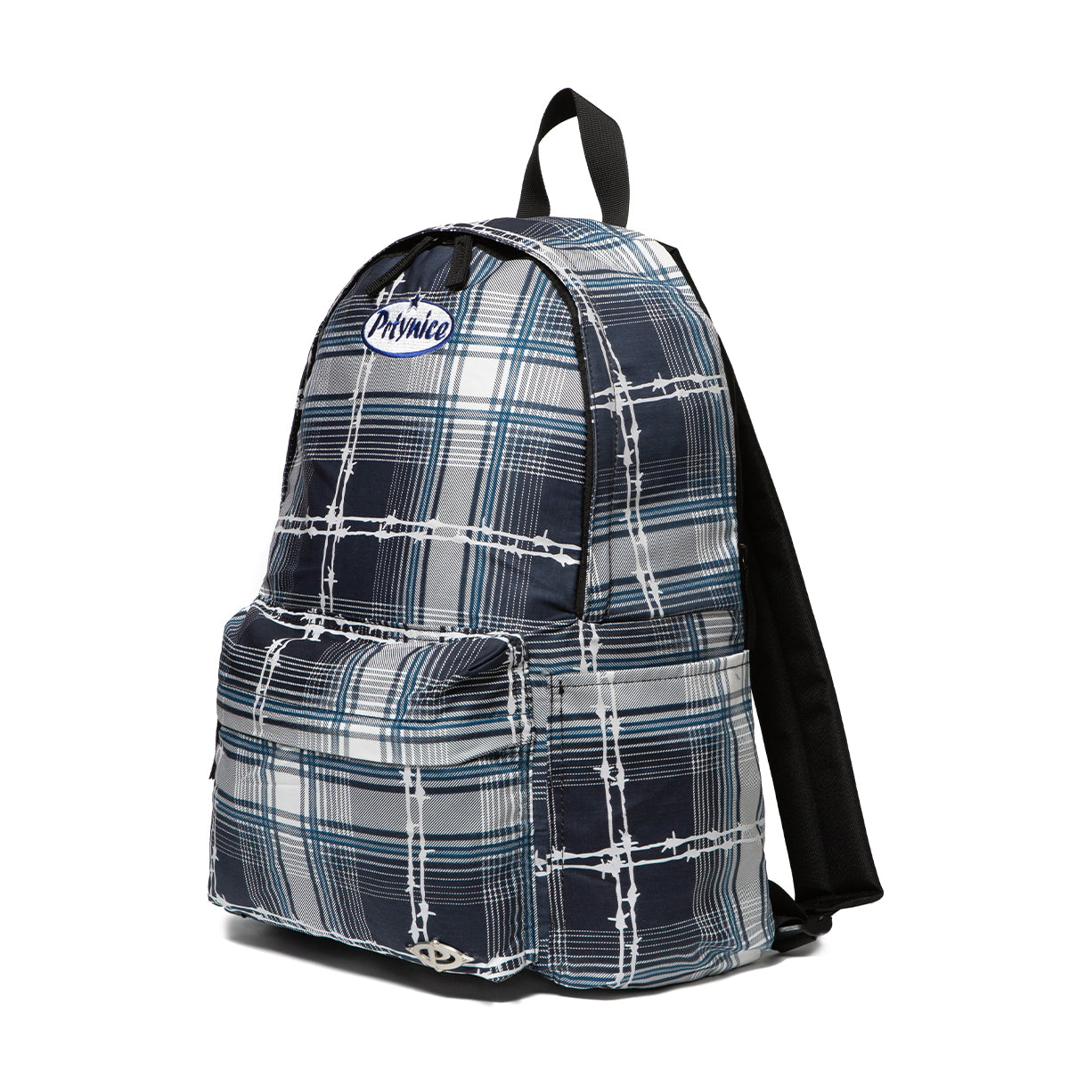 Barbed Reflective Plaid Backpack-Blue