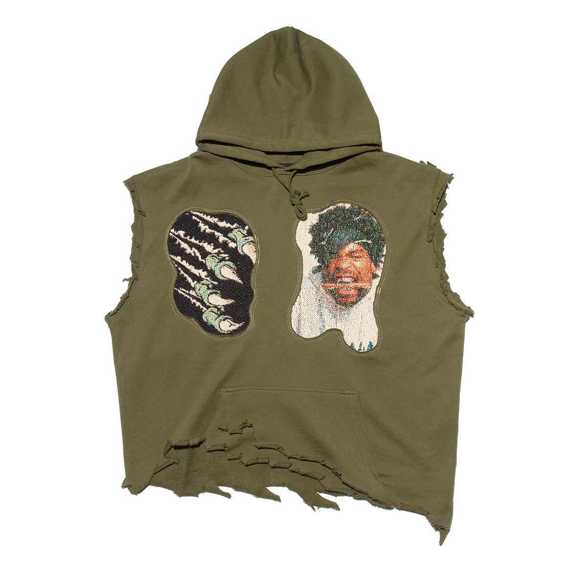 05 Rebuild Sleeveless Hoodie-Army Green