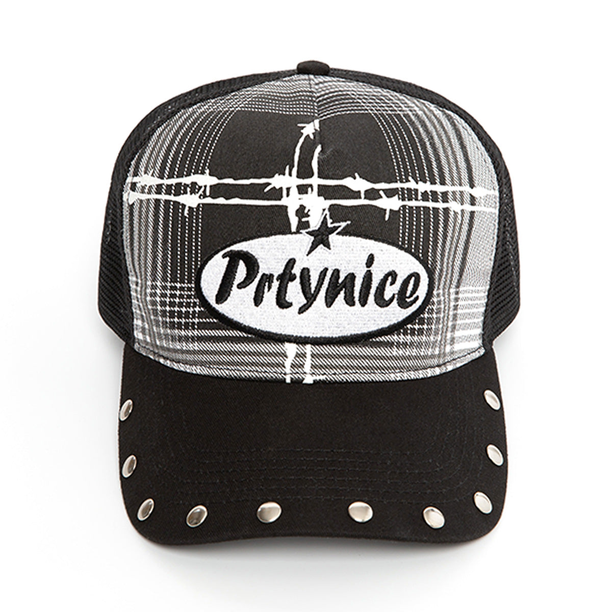 Barbed Reflective Mesh Cap-Black