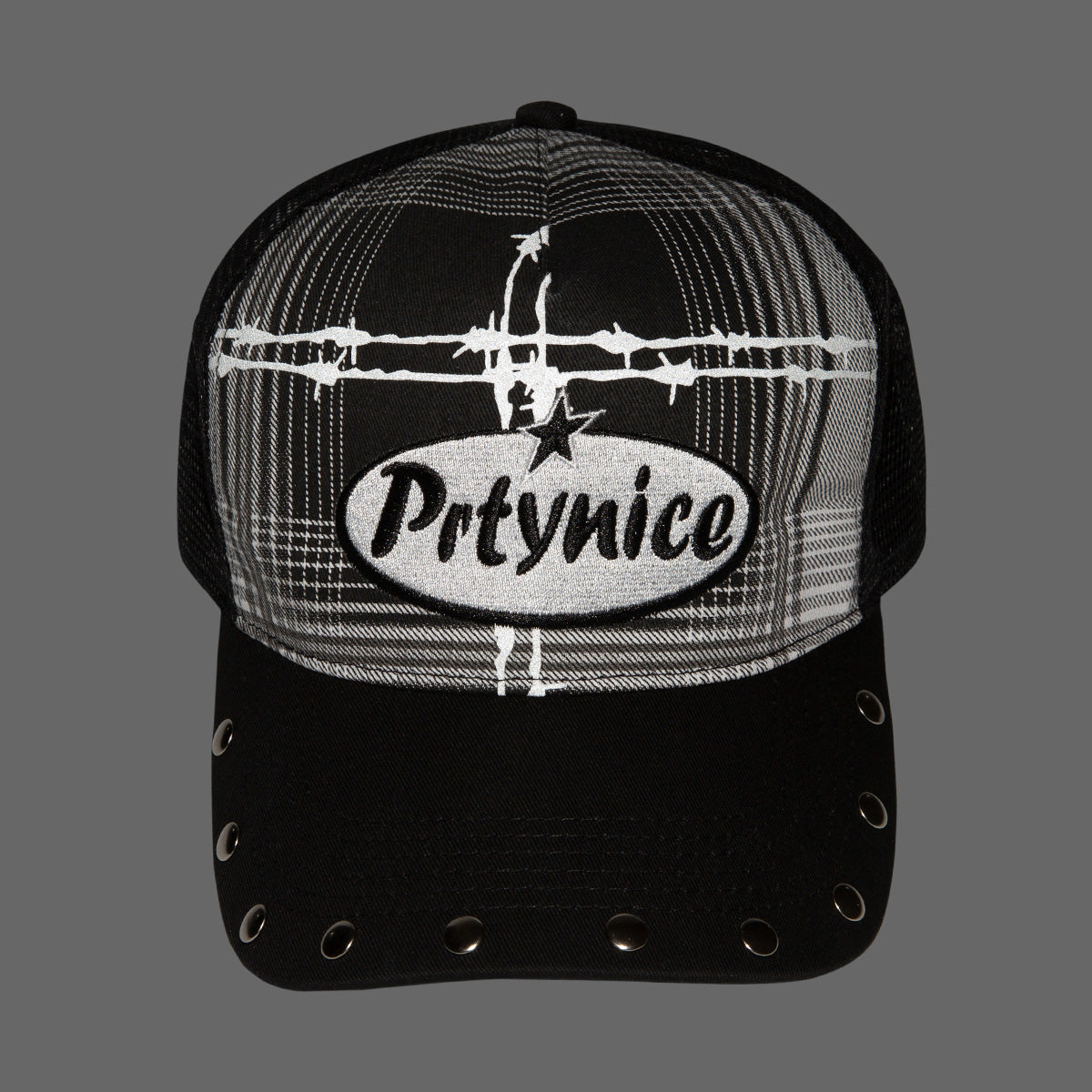 Barbed Reflective Mesh Cap-Black