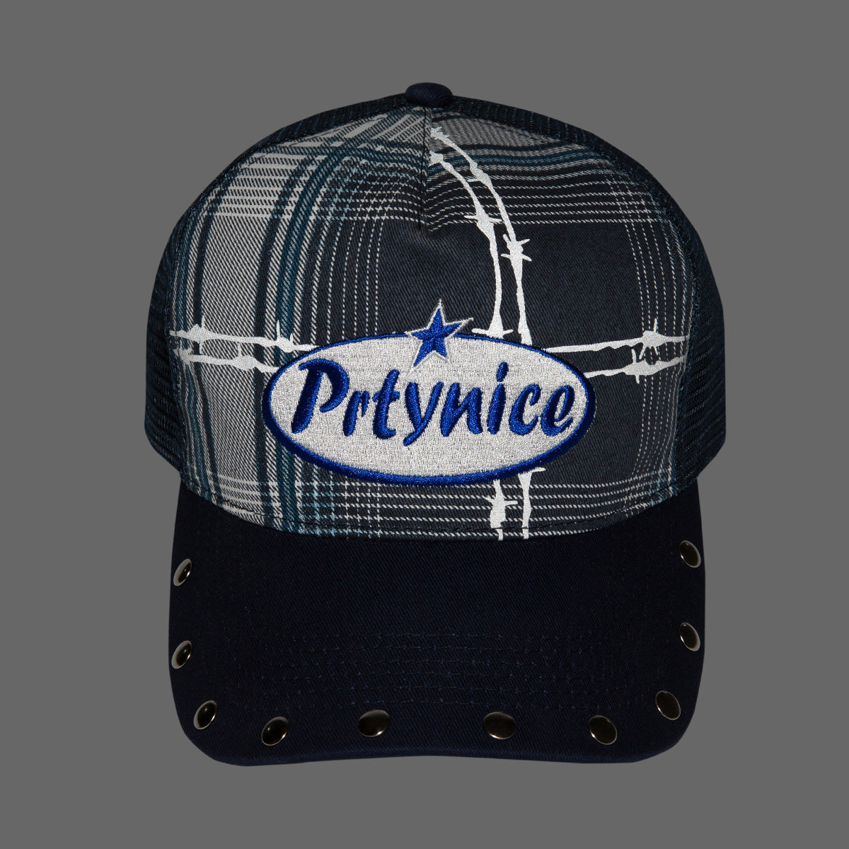 Barbed Reflective Mesh Cap-Blue