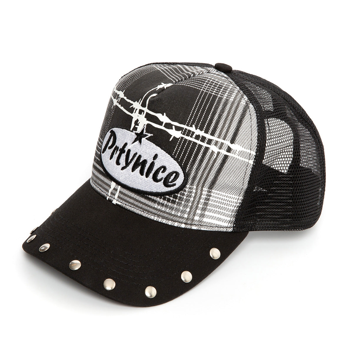 Barbed Reflective Mesh Cap-Black