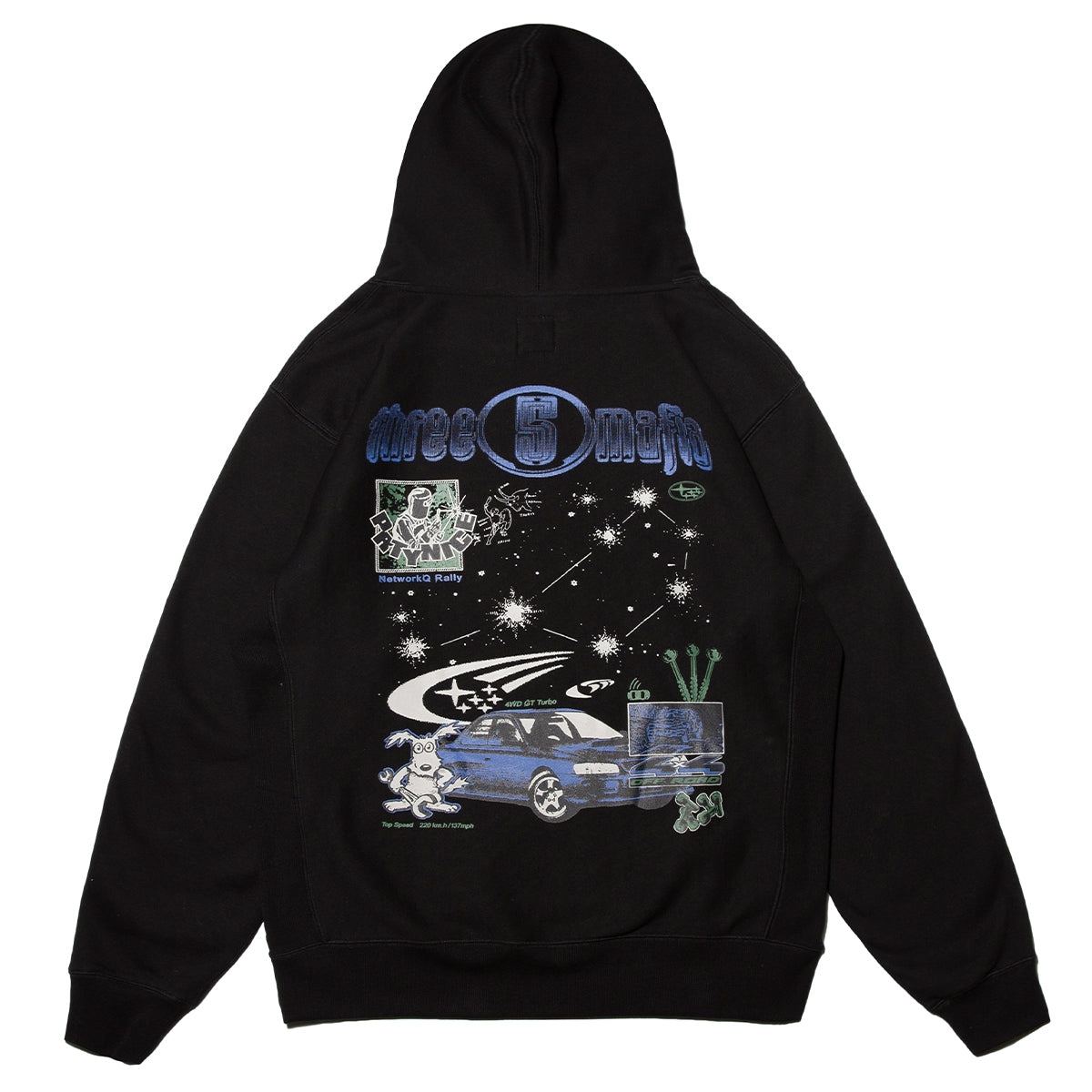 Three 5 Mafia Heavyweight Hoodie-Black